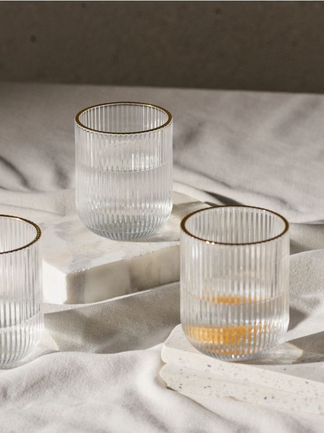 Sinsay - Set de pahare riliate cu margine aurie 4 pack - clear