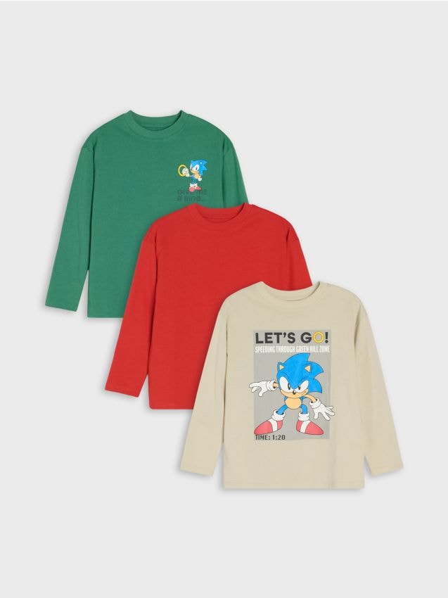 Sinsay - Tricouri din bumbac cu imprimeu 3 pack Sonic the Hedgehog - multicolor