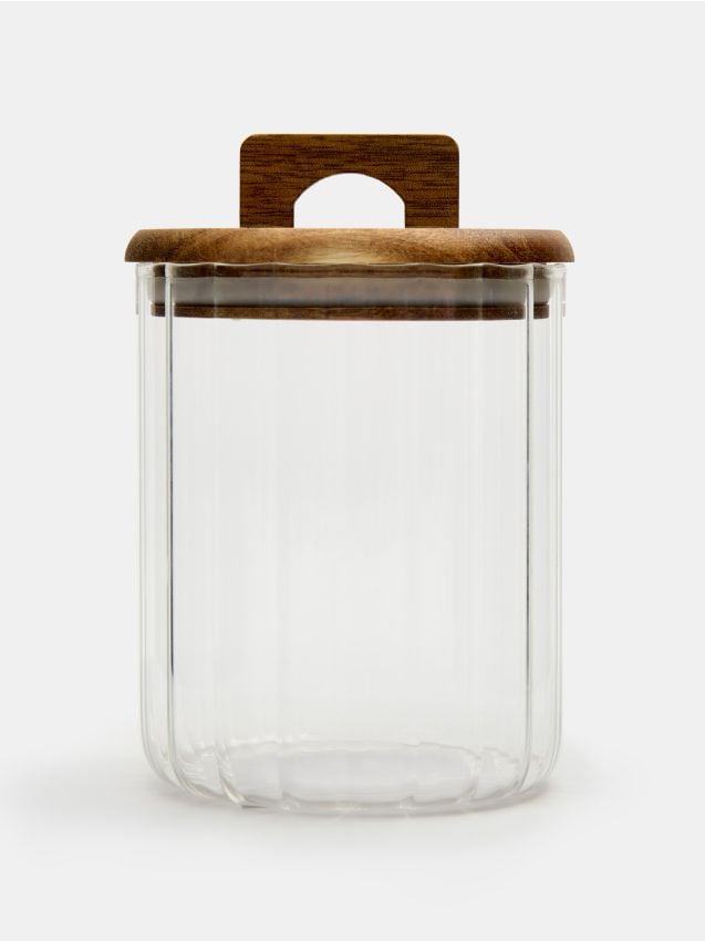 Sinsay - Sklenená nádoba na potraviny s bambusovým viečkom - clear