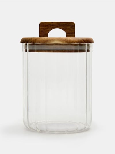 Szklany słoik na żywność z bambusową pokrywką
