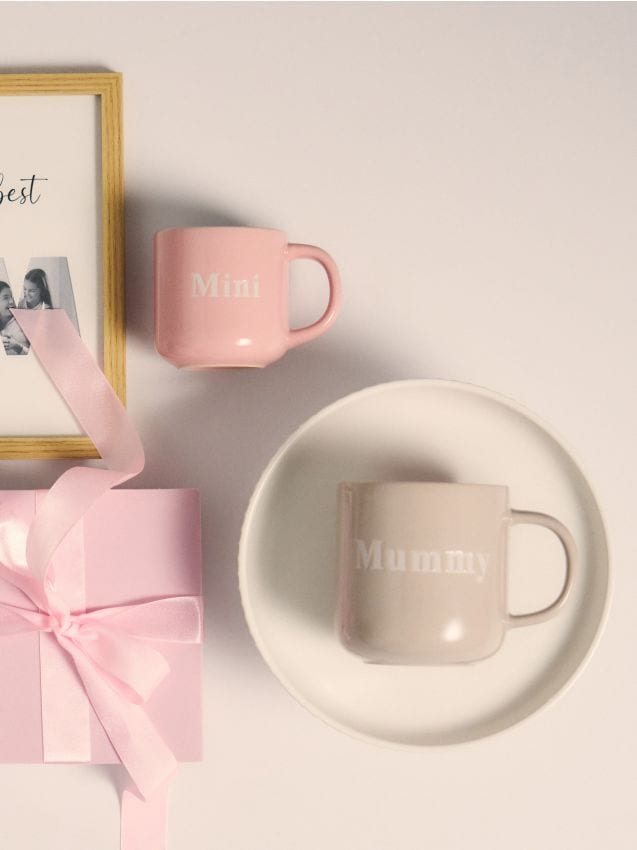 Sinsay - Set de căni ceramice Mummy și Mini, 2 bucăți - multicolor