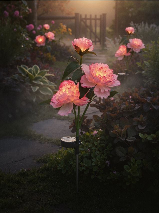 Sinsay - Lampă solară de grădină în formă de flori - roz-pastel