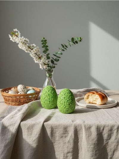 Набір декоративних великодніх яєць з квітковим візерунком 2 шт.