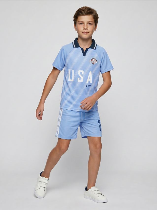 Sinsay - Set sport Active cu uscare rapidă cu imprimeu USA - albastru