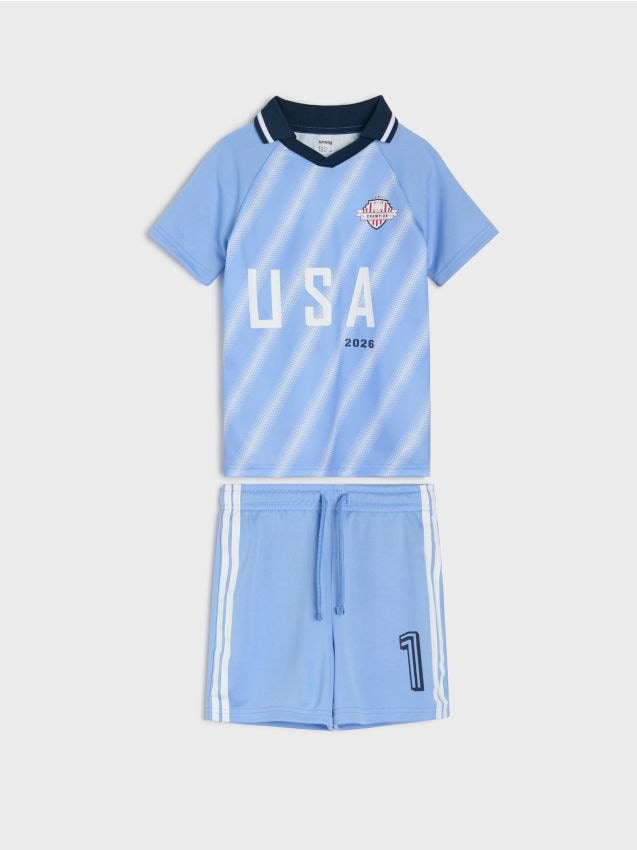 Sinsay - Set sport Active cu uscare rapidă cu imprimeu USA - albastru