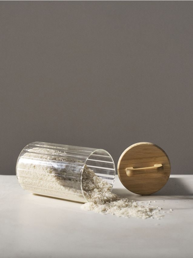 Sinsay - Borcan din sticlă pentru alimente cu capac din bambus - clear