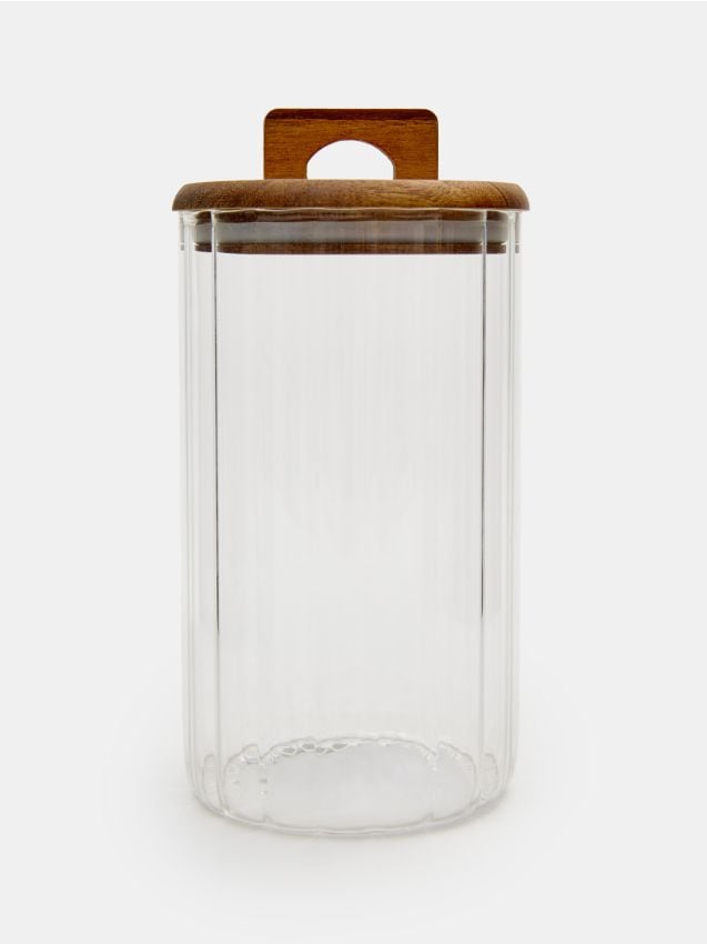 Sinsay - Sklenená nádoba na potraviny s bambusovým viečkom - clear