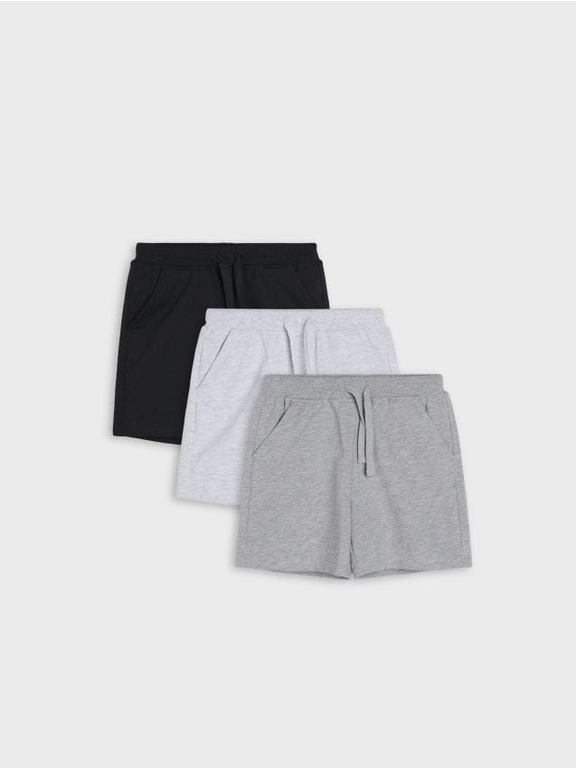 Sinsay - Pantaloni scurți din bumbac cu amestec de vâscoză 3 pack - negru