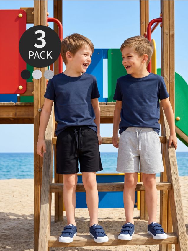 Sinsay - Pantaloni scurți din bumbac cu amestec de vâscoză 3 pack - negru