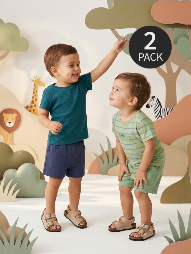 Sinsay - Tricouri din bumbac cu imprimeu 2 buc - crem