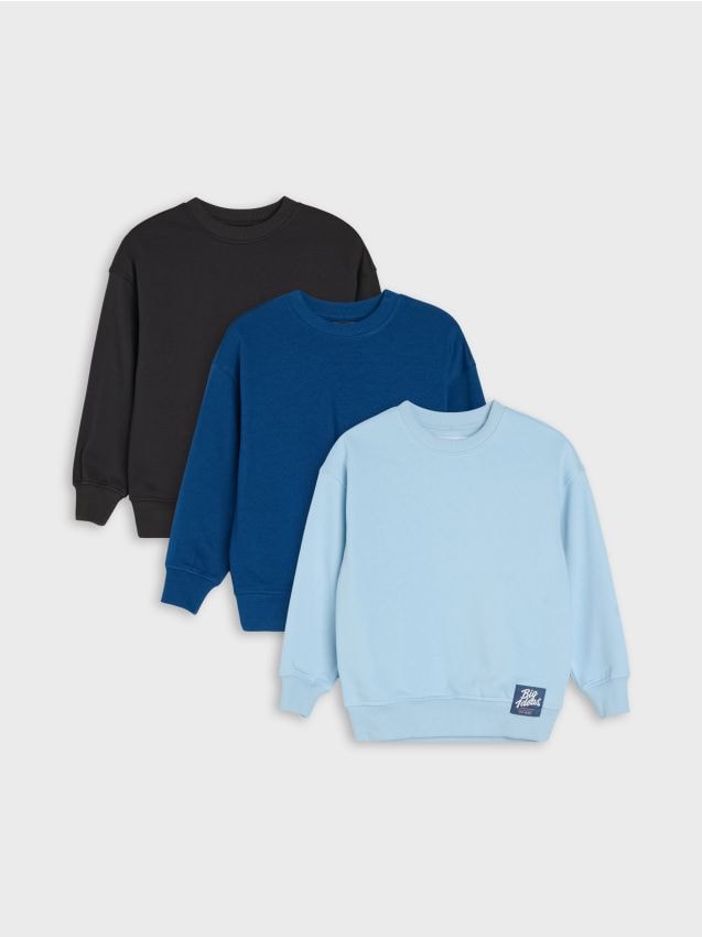 Sinsay - Hanorace crewneck din amestec de bumbac 3 pack - multicolor