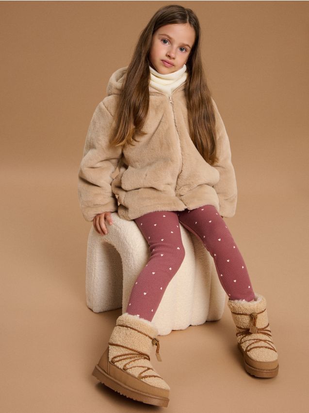 Sinsay - Snehule s kožušinou a vlnenou podšívkou - béžová