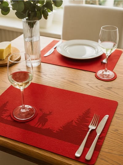 6-osaline lauamattide komplekt piduliku motiiviga