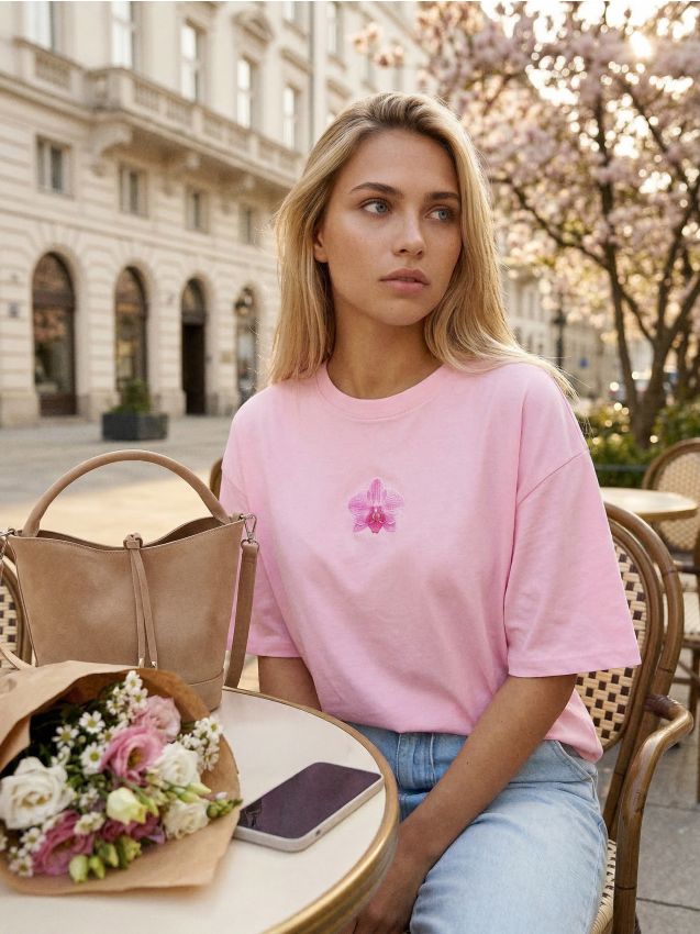 Sinsay - Bawełniana koszulka z motywem kwiatowym - różowy