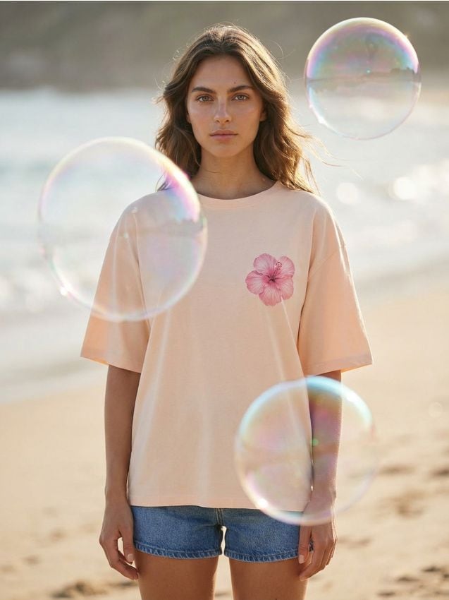 Sinsay - Bawełniana koszulka z motywem kwiatowym - kremowy