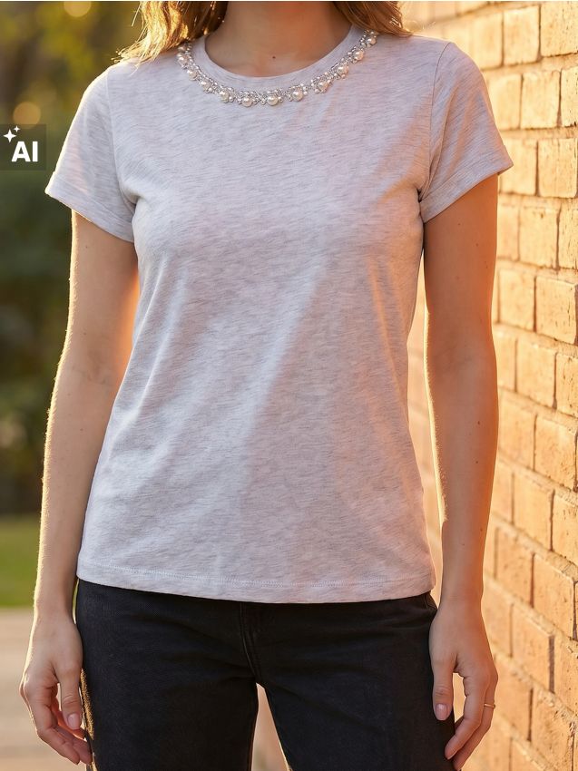Sinsay - Tricou uni din bumbac cu mânecă scurtă - gri deschis