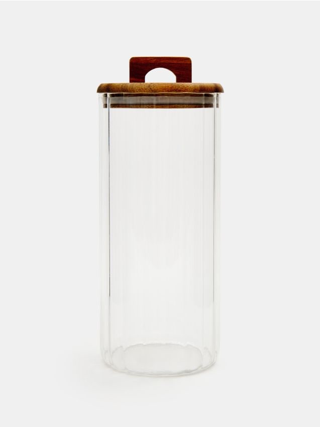 Sinsay - Sklenená nádoba na potraviny s bambusovým viečkom - clear