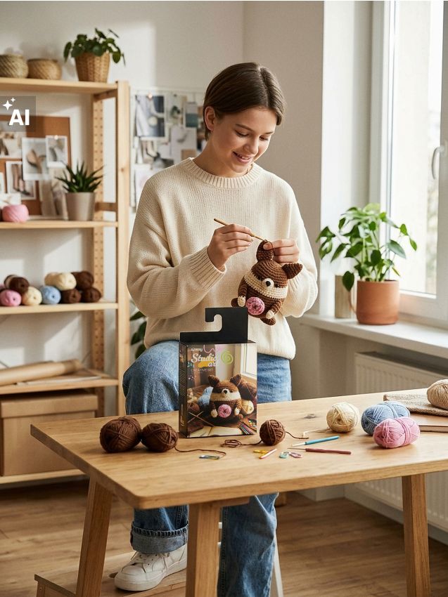 Sinsay - Set creativ DIY pentru croșetat – câine corgi - brun-auriu