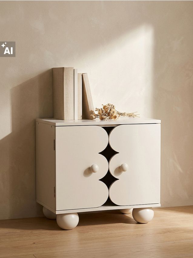 Sinsay - Dulap cu uși decorative și picioare sferice - crem