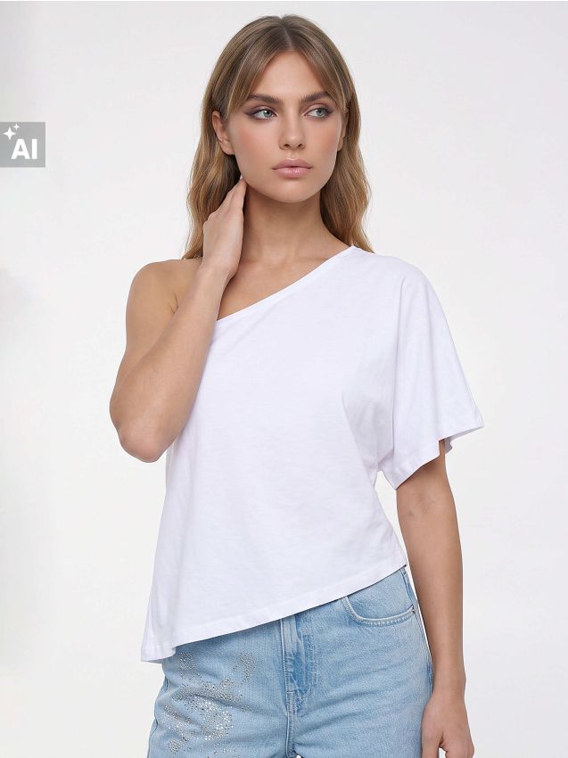 Sinsay - Bluză asimetrică cu amestec de modal și mânecă kimono - alb