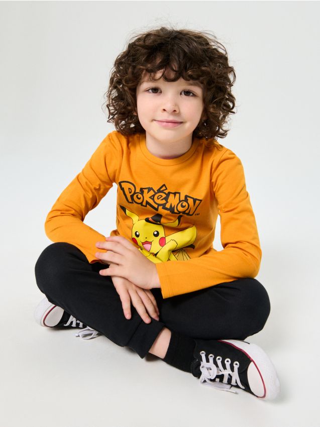 Sinsay - Tricou cu mânecă lungă Pokemon - portocaliu