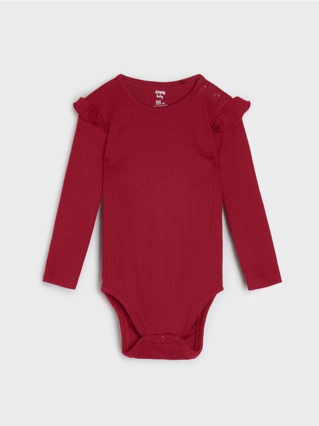 Sinsay Sinsay - Κορμάκι με λεπτομέρεια από βολάν - burgundy