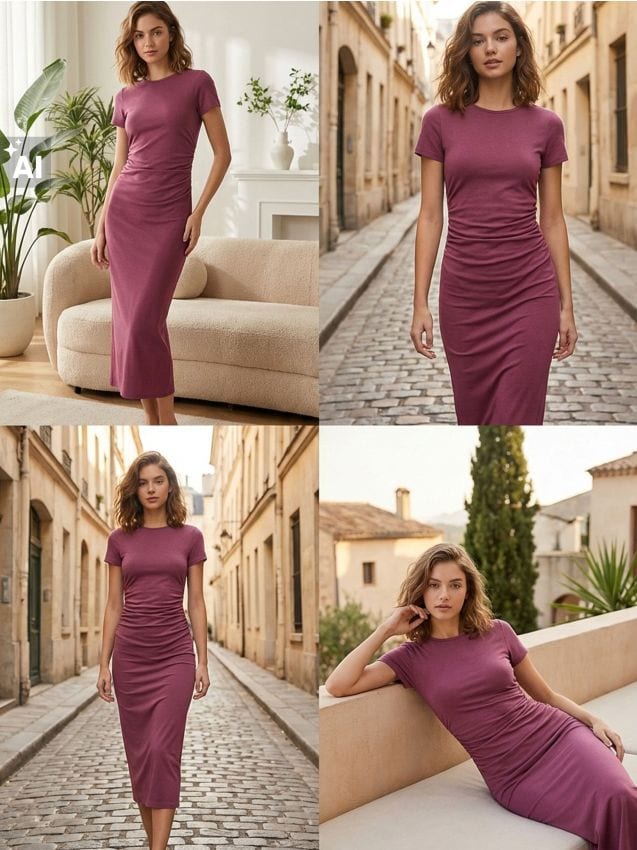 Sinsay - Rochie midi din bumbac cu drapaj lateral - roz-pudră