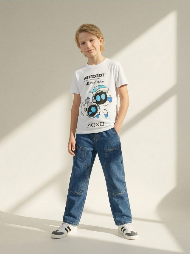 Sinsay - Tricou din bumbac cu imprimeu PlayStation - alb
