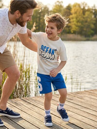 Шорти з матеріалу French Terry з вишивкою та регулюванням пояса