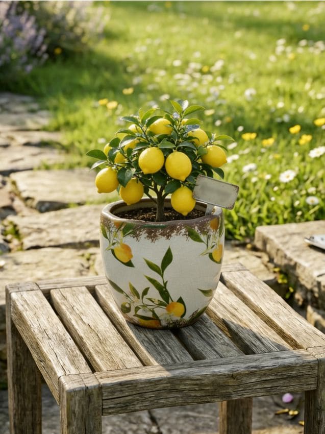 Sinsay - Ghiveci ceramic cu motiv de lămâi - multicolor