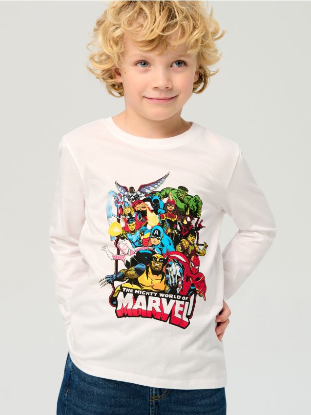 Sinsay - Tricou din bumbac cu imprimeu Avengers - alb