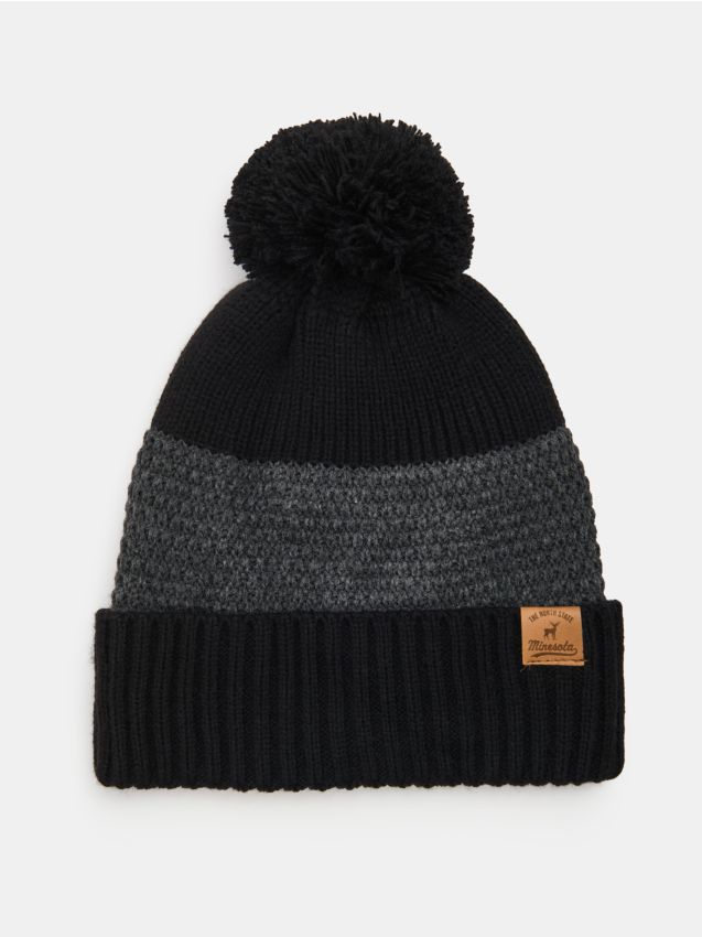 Sinsay - Căciulă din tricot striat - negru