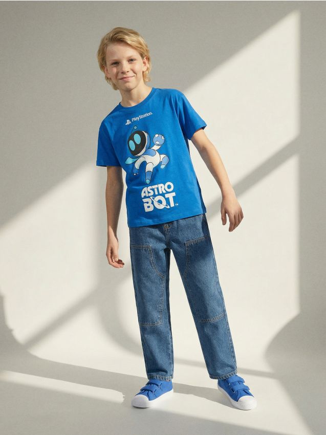 Sinsay - Tricou din bumbac Playstation - bleumarin