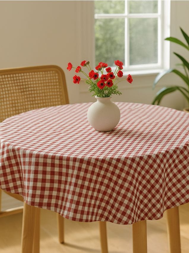 Sinsay - Okrúhly obrus s károvaným vzorom - červená