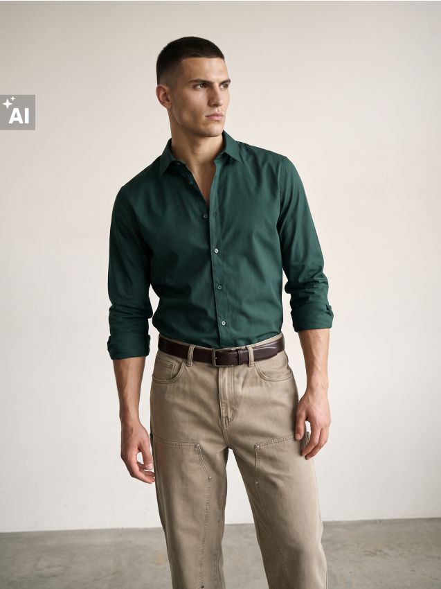 Sinsay - Cămașă slim fit - albastru-verzui
