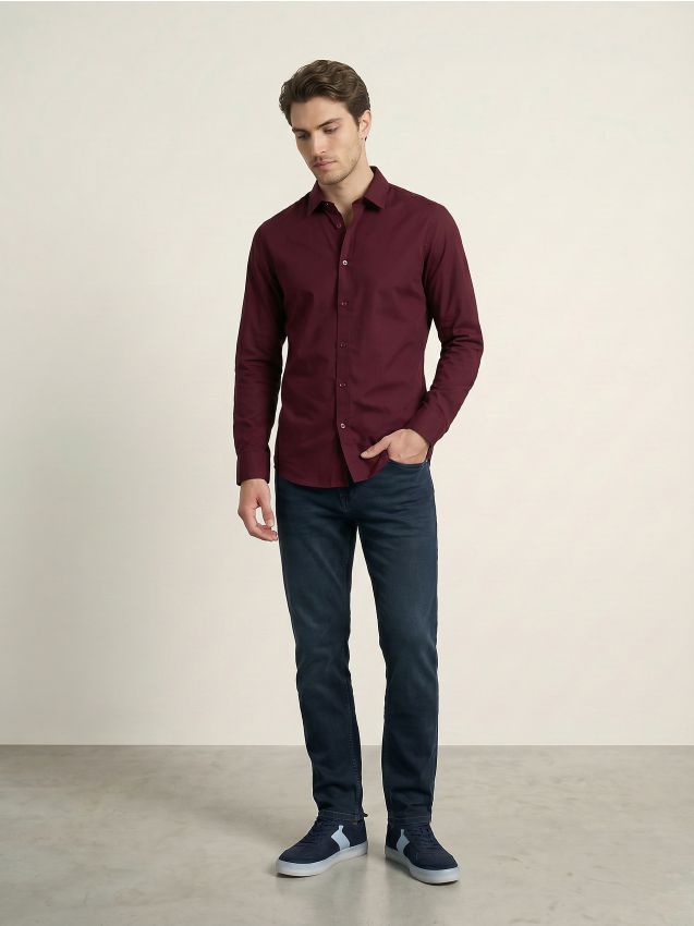 Sinsay - Cămașă slim fit - bordo