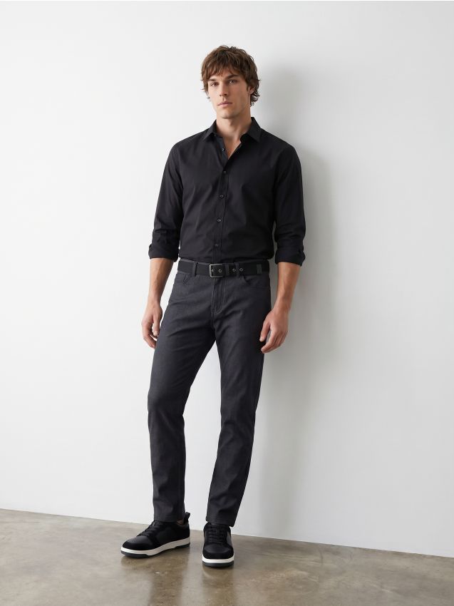 Sinsay - Cămașă slim fit - negru