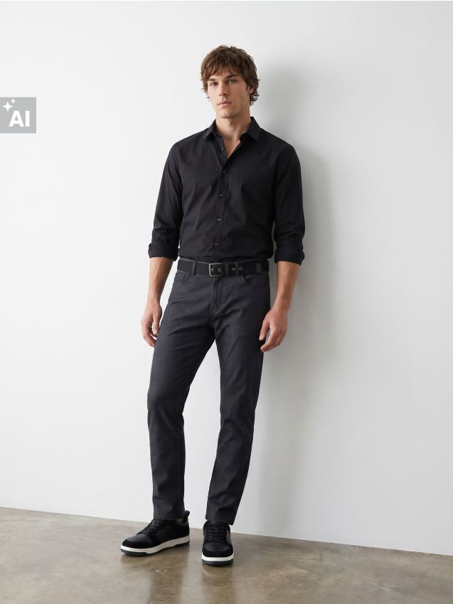 Sinsay - Cămașă slim fit - negru