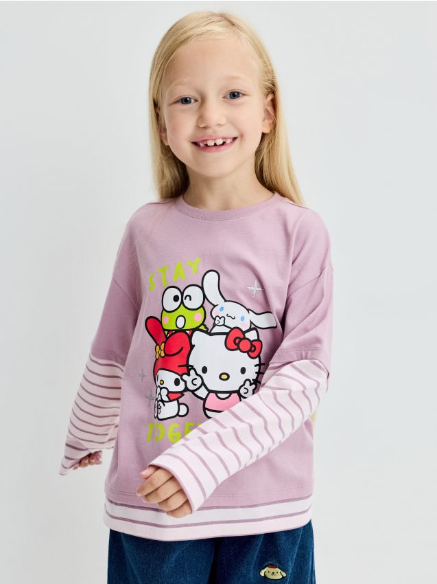 Sinsay - Tricou din bumbac cu două straturi Hello Kitty - multicolor