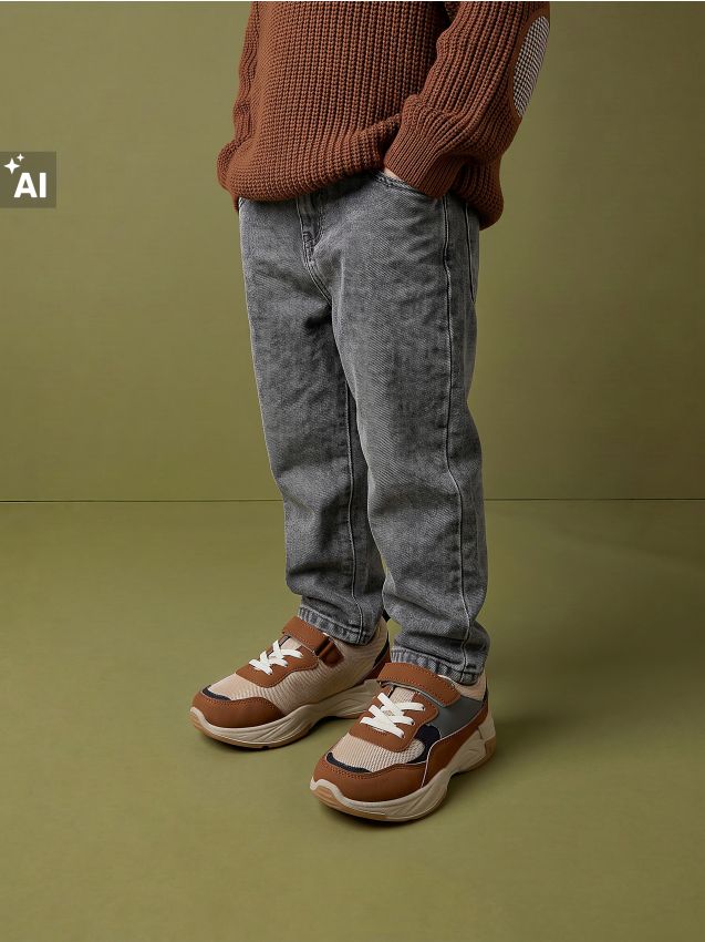 Sinsay - Sneakers din imitație de piele cu plasă - multicolor
