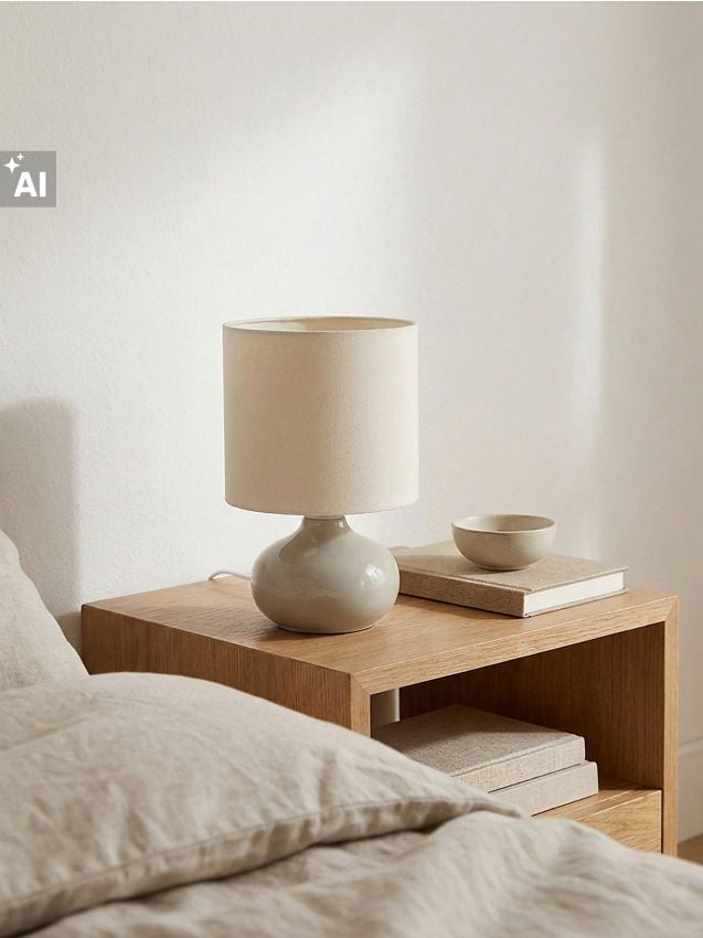 Sinsay - Lampă de masă cu abajur din material textil - nude