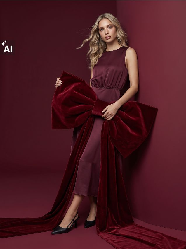 Sinsay - Rochie midi din satin - bordo
