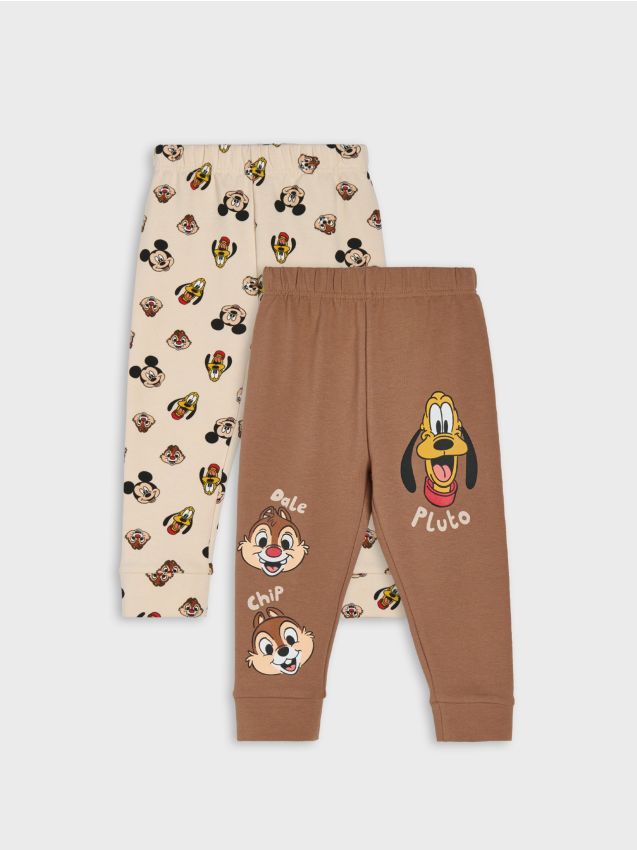 Sinsay - Pantaloni din Bumbac cu Imprimeu Disney, Set de 2 - cafeniu