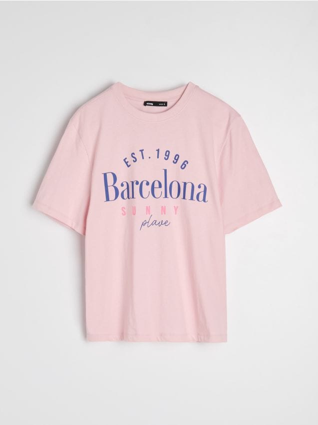 Sinsay - Pamučna majica s natpisom Barcelona