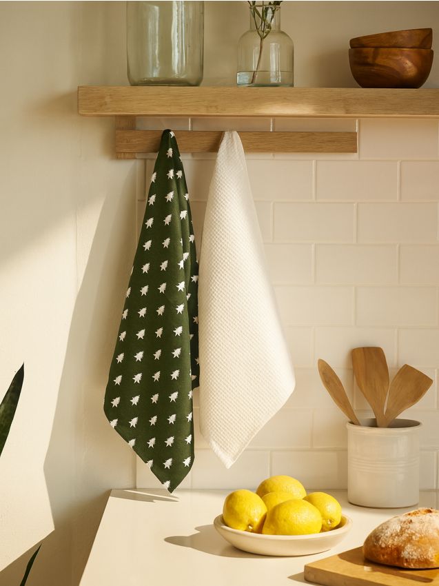 Sinsay - Kuchynské utierky s vianočným motívom 2 pack - zelená