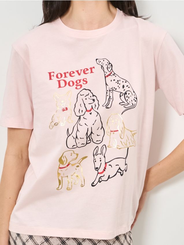 Sinsay - Bawełniana koszulka z krótkim rękawem - różowy