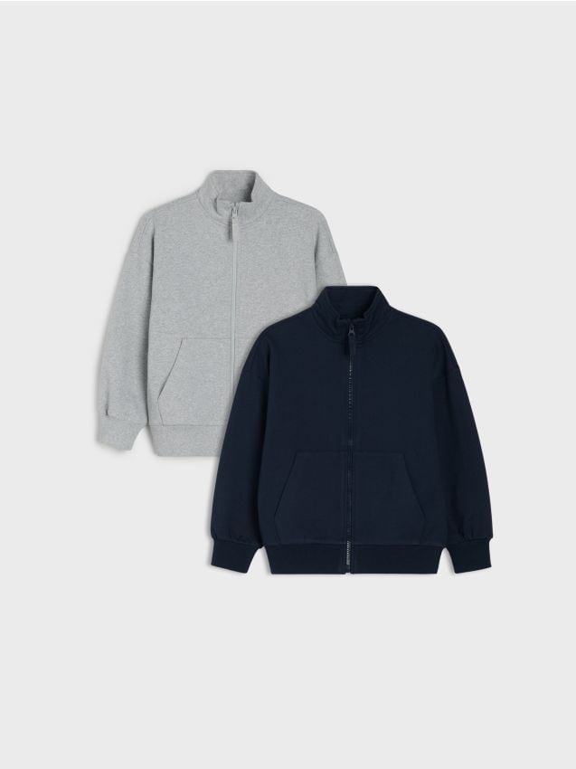 Sinsay - Hanorace cu fermoar și guler ridicat cu bumbac set de 2 - multicolor