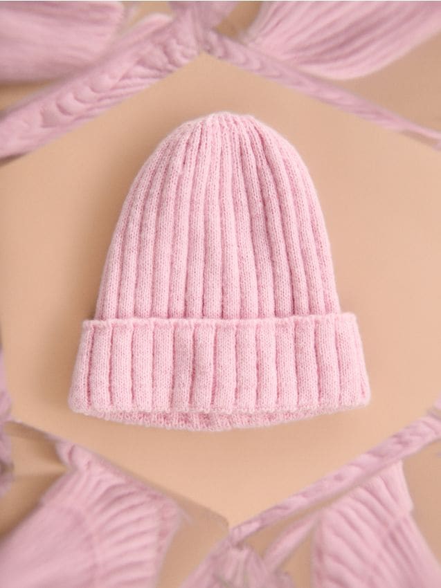 Sinsay - Căciulă beanie cu fir metalizat - roz-pastel