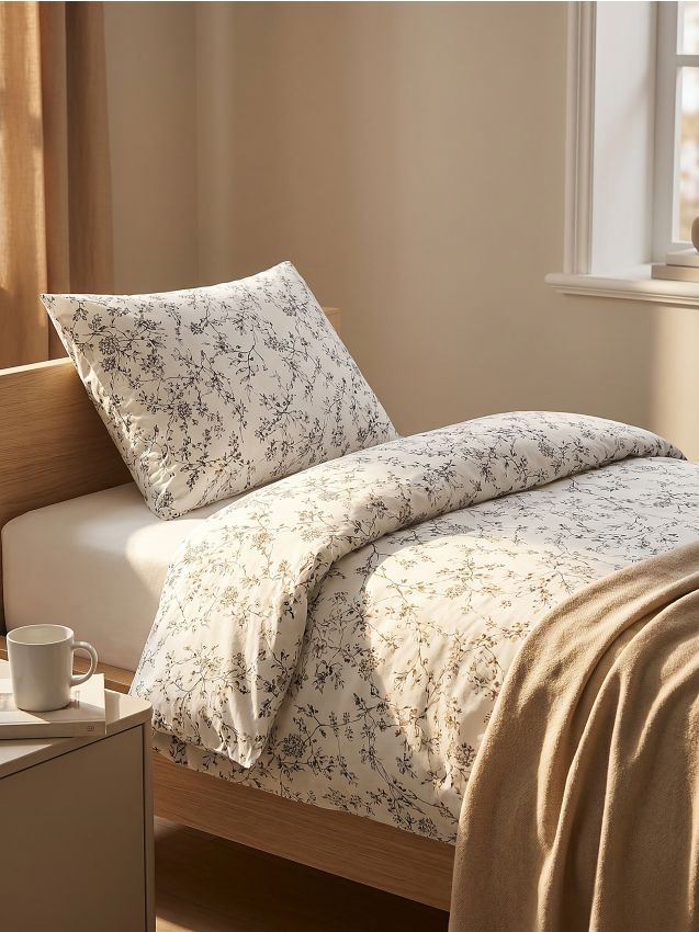 Sinsay - Set de lenjerie de pat din bumbac cu motiv vegetal - verde