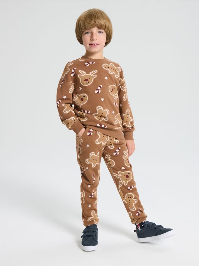 Sinsay - Pantaloni jogger - maro-închis